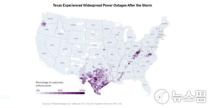 텍사스 전력 시설이 한파로 중단 … 청정 에너지 정책 촉발