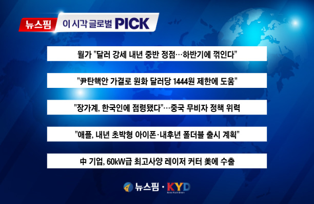 [뉴스핌 이 시각 글로벌 PICK] 월가 "달러 강세 내년 중반 정점" 外