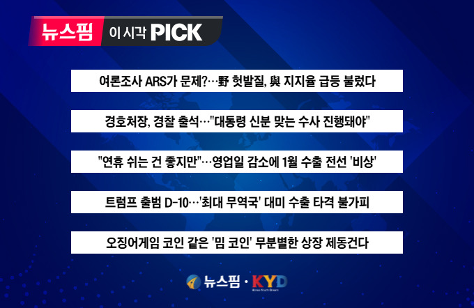 [뉴스핌 이 시각 PICK] ARS조사가 문제?…野 헛발질, 與 지지율 급등 불렀다 外