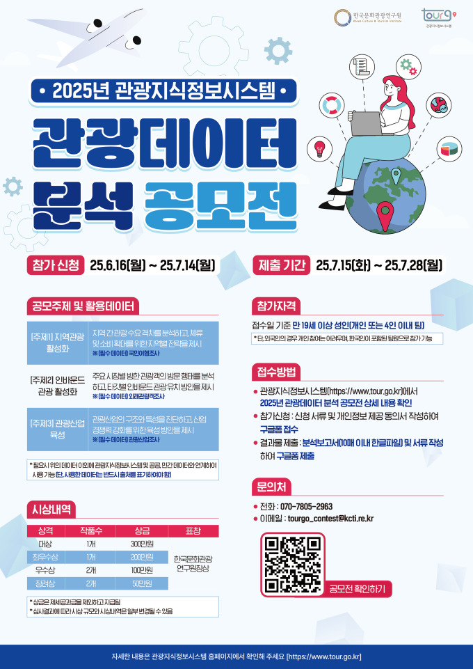 한국문화관광연구원 '2025년 관광데이터 분석 공모전' 개최