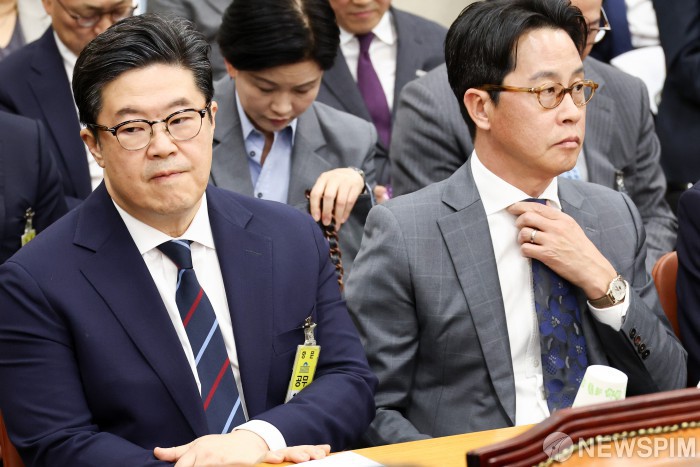국정감사 출석한 김병주 MBK 회장-조좌진 롯데카드 대표