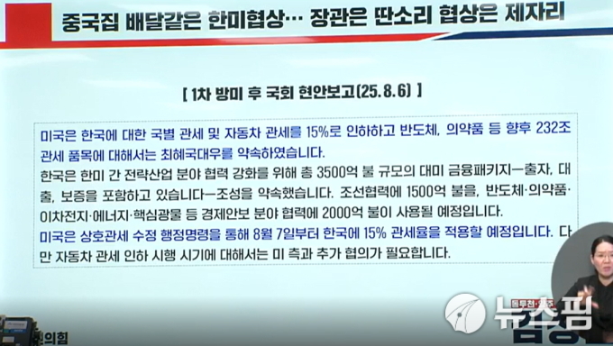 [2025 국감] "잘된 협상→굉장히 대립" 달라진 관세협상에 '나쁜 중국집' 지적