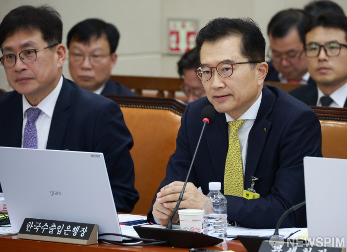 답변하는 안종혁 한국수출입은행장 직무대행
