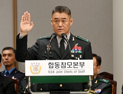 <b>증인 선서</b>하는 <b>한기성</b> 전 육군 제1군단장