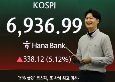 코스피,5.12% 상승 6936.99 마감...'7천피' 목전