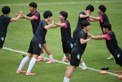 북한 내고향축구단 공개 훈련