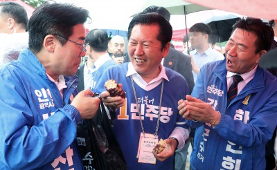 정청래 대표, 박찬대-한연희 후보 강화도 지원 유세