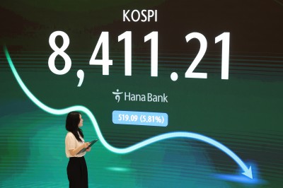 코스피, 5.8% 급락한 8411 마감